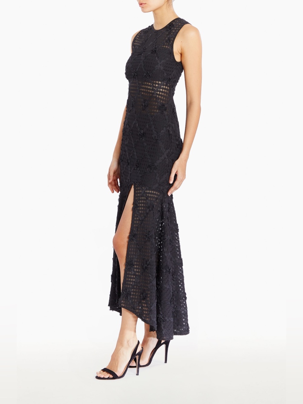 Amanda Uprichard Lauritta Dress Black NWT Sleeveless Lace Maxi Dress Size Small